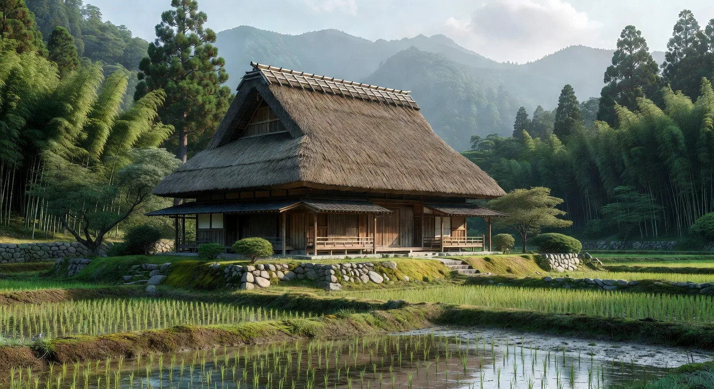 Minka farmhouse with thatched roof